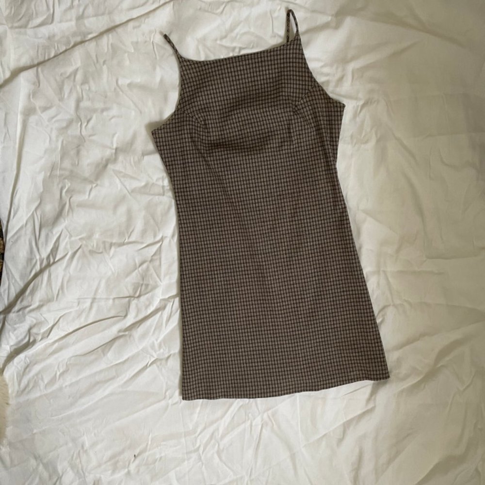 Vintage Brown Plaid Dress
